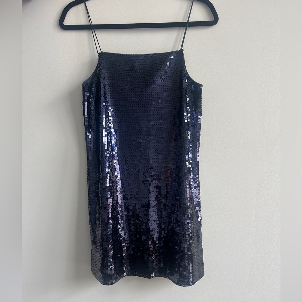 Navy Blue Sequin Mini Dress